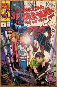 ERSTAUNLICHE SPIDER-MAN SKATEN AUF DÜNNEM EIS #1 KANADISCHE KOPIE MCFARLANE HANDSIGNIERT - Bild 1 von 3