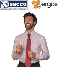 Isacco Camicia NEVADA Manica Lunga Riga Bordeaux Collo Classico Unisex Albergo - Picture 1 of 2