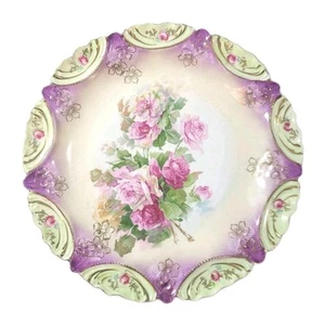 Plato Decorativo Reinhold Schlegelmilch Rosas Púrpura Rosa 8.5" Prusia Antiguo  - Imagen 1 de 10
