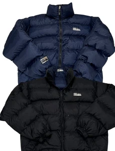 Vintage First Down Puffer Down Filled Jacket Size M Reversible 90s Navy Blue Black - Bild 1 von 12