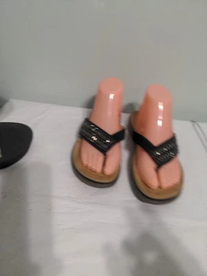 Forever Link Tracy-27 Flip Flop Thong Sandals Womens Size 8 Black Rhinestone - Image 1 of 4