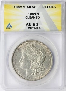 1892 $1 Morgan Dollar ANACS AU50 Details Cleaned - Picture 1 of 4