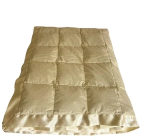 NEW LL Bean Twin Down Comforter/Blanket 100% Cotton W/ Satin Edge Light Yellow - Picture 1 of 9