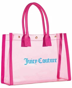 JUICY COUTURE Large Pink Clear LOGO Plastic Jelly Tote Bag NWT - Picture 1 of 1