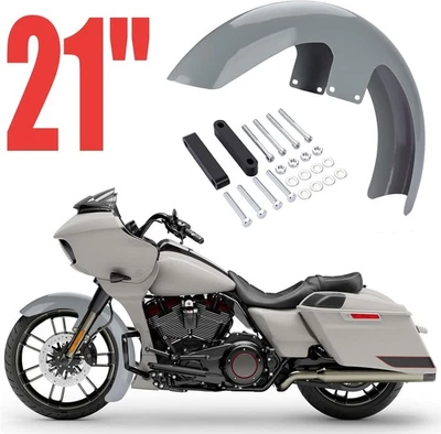 Unpainted 21" Front Fender For Harley Touring Road Street Glide Custom Baggers - Imagem 1 de 4