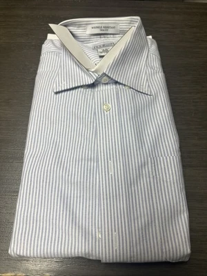 Рубашка мужская LL Bean 16-34 синяя полоса оксфорд устойчивая к морщинам сделано в США XL - Изображение 1 из 4