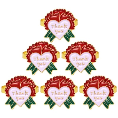  6 Pcs Anello Portatovagliolo Anelli Per Tovaglioli Da Tavola Di Floreali - Immagine 1 di 4