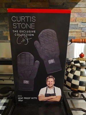 Curtis Stone The Exclusive Collection Negro 1 Par Barbacoa Prueba de Calor Horno Mitones Nuevo en Paquete Foto 1 de 4
