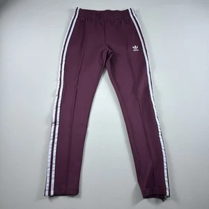 adidas Originals Beckenbauer Maroon Track Pants White Logo Womens XS Active - Picture 1 of 9