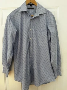Tommy Hilfiger Men's TLC The Lifetime Collar Blue Striped Shirt - 15.5 - 32/33 - Picture 1 of 3