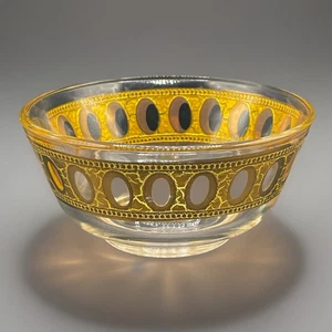 Vintage Culver ANTIGUA Crackled Gold Glas Schale 22K Gold Overlay MCM Hollywood # - Bild 1 von 7