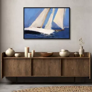 Sailing Boat Framed Canvas Wall Art | 36x24 Inches | Framed - Picture 1 of 7