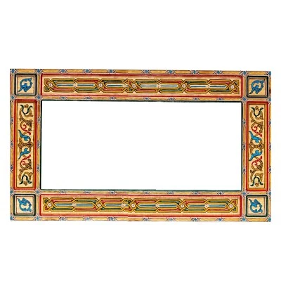 Yellow Horizontal Full length Moroccan Wooden Handpainted mirror frame 61" x 24" - Image 1 of 4