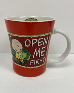 Peanuts Gang Charlie Brown "Open Me First" 16 Oz. Christmas Coffee Mug - Picture 1 of 5