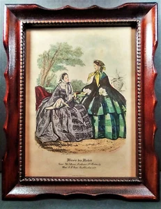 Miroir des Modes Civil War Era Ladies Lithograph, With Original Frame - Picture 1 of 6