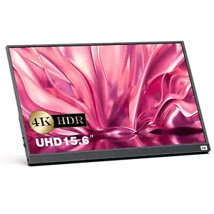 4K Portable Monitor 15.6" UHD IPS 3840x2160 USB C Portable Computer Display New - Picture 1 of 7