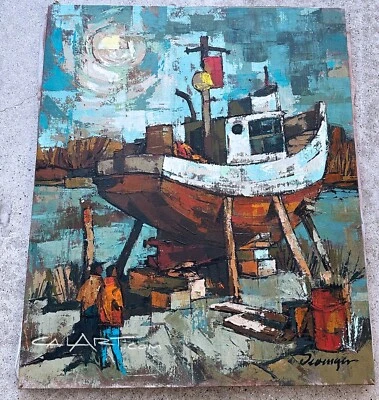 VINTAGE 1960s OIL PAINTING CUBIST MODERNISM by LISTED ARTIST SEVINGER  D' Usseau - Image 1 of 3