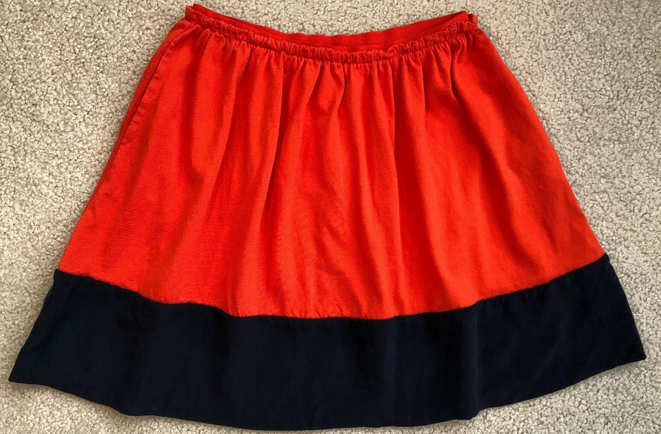 CREWCUTS sz 8 Girls Orange Cotton & Navy Blue Silk Skirt NWT - Image 1 of 3