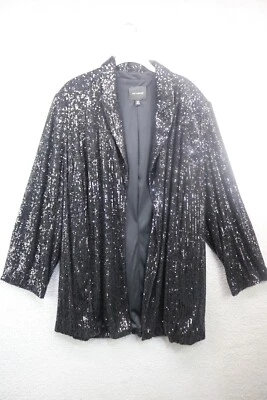 The Limited Black All Over Sequins Open Front Cardigan-Size 2X-Event-Party - Image 1 of 4