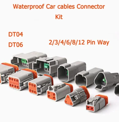 DT Series Multi Plug Waterproof Car cables Connector Kit 2/3/4/6/8/12 Pin Way  - Image 1 of 4