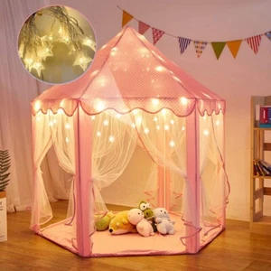 Casa Para Niños Niñas Con Luces Tienda De Campaña De Campaña En Forma De Tie - Picture 1 of 13