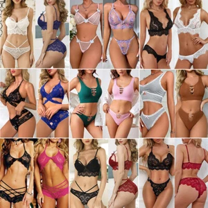 Women's Sexy Lingerie Lace Babydoll Bra Thong Set Sleepwear Underwear Nightwear - Picture 1 of 76