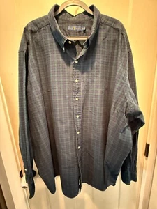 Ralph Lauren Long Sleeve Button Down Plaid Shirt Blue Green Check 5XB 5XL - Picture 1 of 4