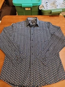 Nickel & Iron Men's SMALL L/S Blue/Orange Pattern Button Down Shirt EUC. GB21 - Picture 1 of 11