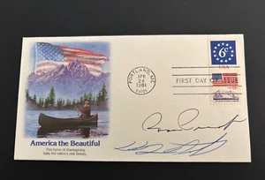 FDC 1981 Purple Mountain Majesties Stamp Signed by Ross Perot Sr. & Jr. | Cachet - Picture 1 of 6