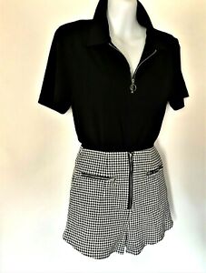 Retro L & T Fitted Shorts NWOT Size 8 *(6-8) Black & White Check Lined Gingham 