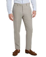 Tallia Suit Linen Dress Pant Men's 30 Taupe Tan Houndstooth Slim-Fit