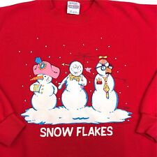 vintage 90s SNOW FLAKES SNOWMEN CARTOON CREWNECK Sweatshirt XL christmas tee 80s