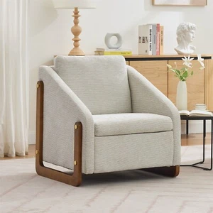 Modern Accent Chair Armchair for Living Room Upholstered Side Chair Wood - Picture 1 of 13