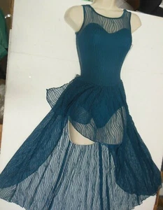  Bodywrappers Lyrical Ballet dress PrettyBack child/Adult Deep Teal mesh skirt - Picture 1 of 7