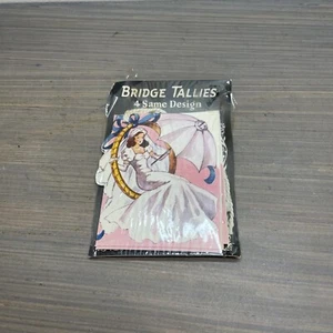 Vintage Beautiful 4pk Of Art Deco Die Cut (?) Bridge Tally Place Cards UNOPENED - Picture 1 of 6