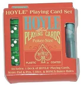 Hoyle Poker Playing Card Set Orange Green 5 Dice Bunco Gift Present - Picture 1 of 3