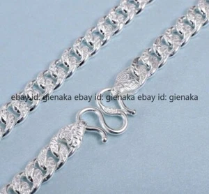 Genuine S999 Fine Silver Men’s Necklace Solid Blessing Cuban Flat Link Chain - Picture 1 of 12