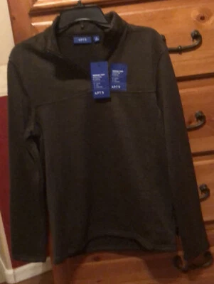 Apt 9 Soft Fleece Pullover Shirt 1/4 Zip Neck Brown Mens Small Orig $50 Foto 1 de 4