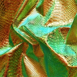 Laser Fabric Alligator Pattern Reflective Faux Leather Shiny Cloth Sewing Craft - Picture 1 of 12