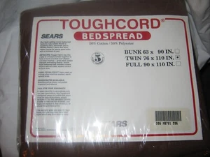 Vintage Sears Toughcord Tagesdecke Twin 76x110 Indisch Braun im Paket Made in USA - Bild 1 von 11