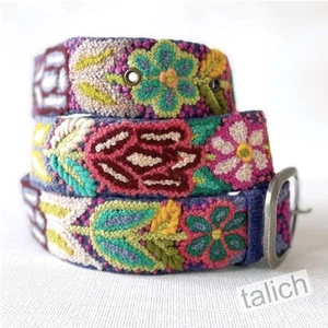 Jenny Krauss Folklorica Colorful Floral Embroidered Wool Belt in Blue  S M L - Picture 1 of 15