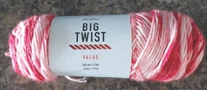 Neu Joann BIG TWIST Value Garn "Pfefferminzband" Pink/Rot, 4,3 Unzen/269 Yard - Bild 1 von 3