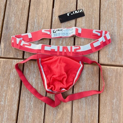C-IN2 男式 Red Mesh Jock 带绑带内衣 XL 码 — 第 1/4 张图片