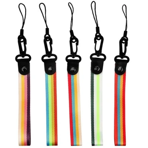 5PCS Rainbow Hanging Rope Keychain Creative Phone Bag Keyring Work Permit Hand - Picture 1 of 12