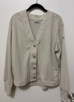 Cárdigan para mujer Columbia marfil/beige gofre abotonado talla grande Foto 1 de 4