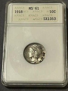 1918 Merc Dime Unc In Vintage Soapbox - Picture 1 of 2