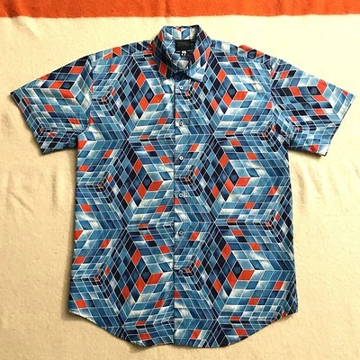 Vintage Versace Shirt Medium 90s Jeans Couture Geometric Medusa Print Button Up - Image 1 of 4