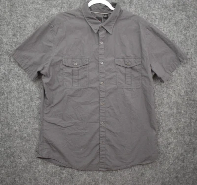 J. Ferrar Button Up Shirt XL 17-17.5 Modern Fit Gray Cotton Short Sleeve Mens - Image 1 of 4