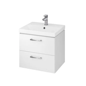 Badmöbel Set Waschbecken mit Unterschrank Waschtisch, 2-Schubladen LARA 50 Weiß - Bild 1 von 5