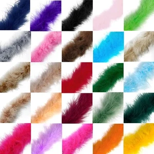 Marabou Swansdown Feather String Trim Soft Fluffy - 34 Colours / Choose Length - Picture 1 of 34